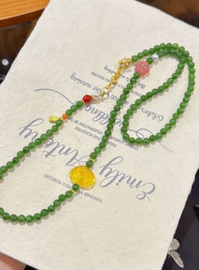 天然碧玉项链蜜蜡玛瑙南红多圈手串新中式精致送女友生日礼物