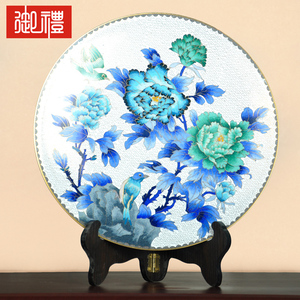 景泰蓝圆盘赏盘铜胎掐丝北京手工艺品礼物出国礼品纪念品商务礼品