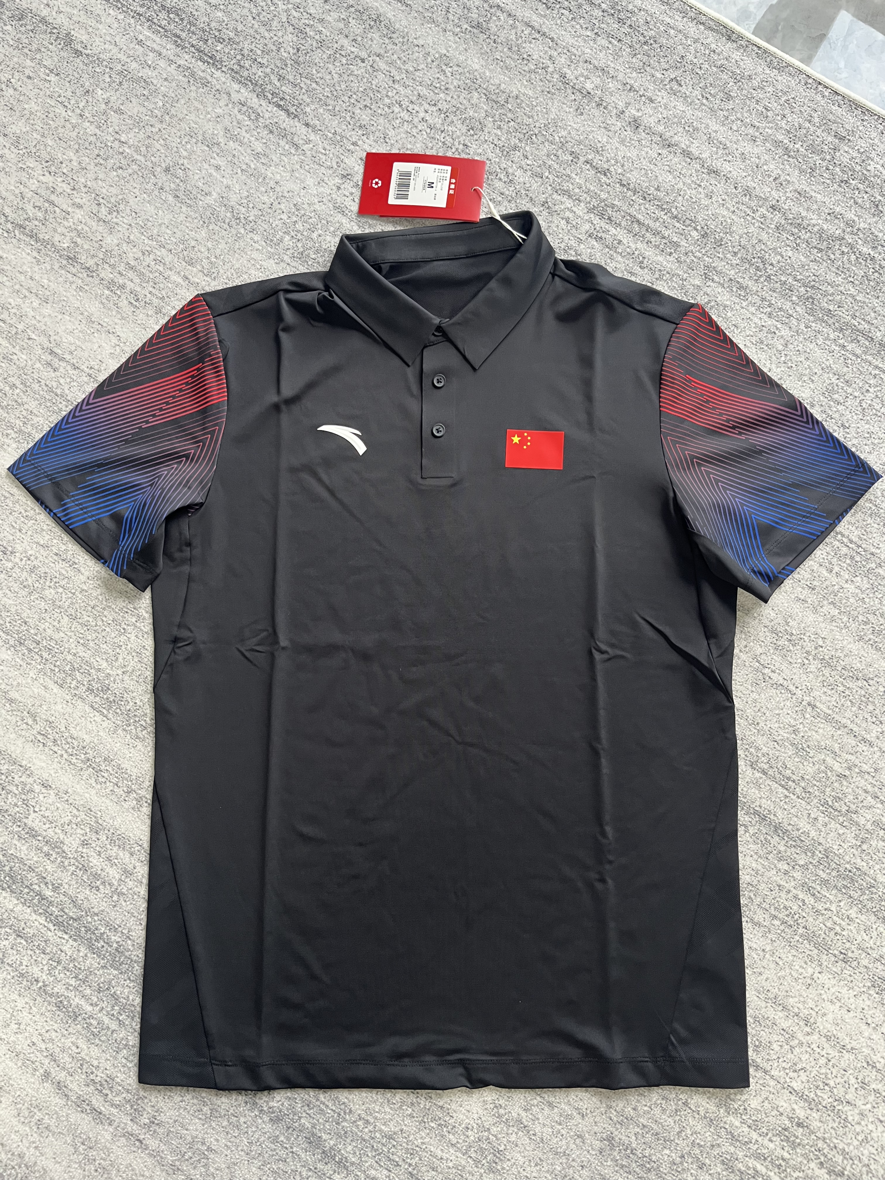 安踏赞助中国代表团国服polo衫翻领男运动短袖速干短袖T恤黑色