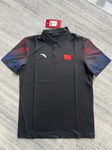 安踏赞助中国代表团国服polo衫翻领男运动短袖速干短袖T恤黑色