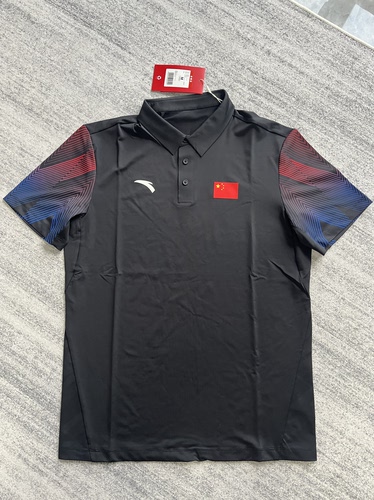 安踏赞助中国代表团国服polo衫翻领男运动短袖速干短袖T恤黑色