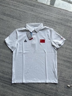 匹克赞助2025中国现代五项国家队短袖POLO衫国旗面料弹性速干白色