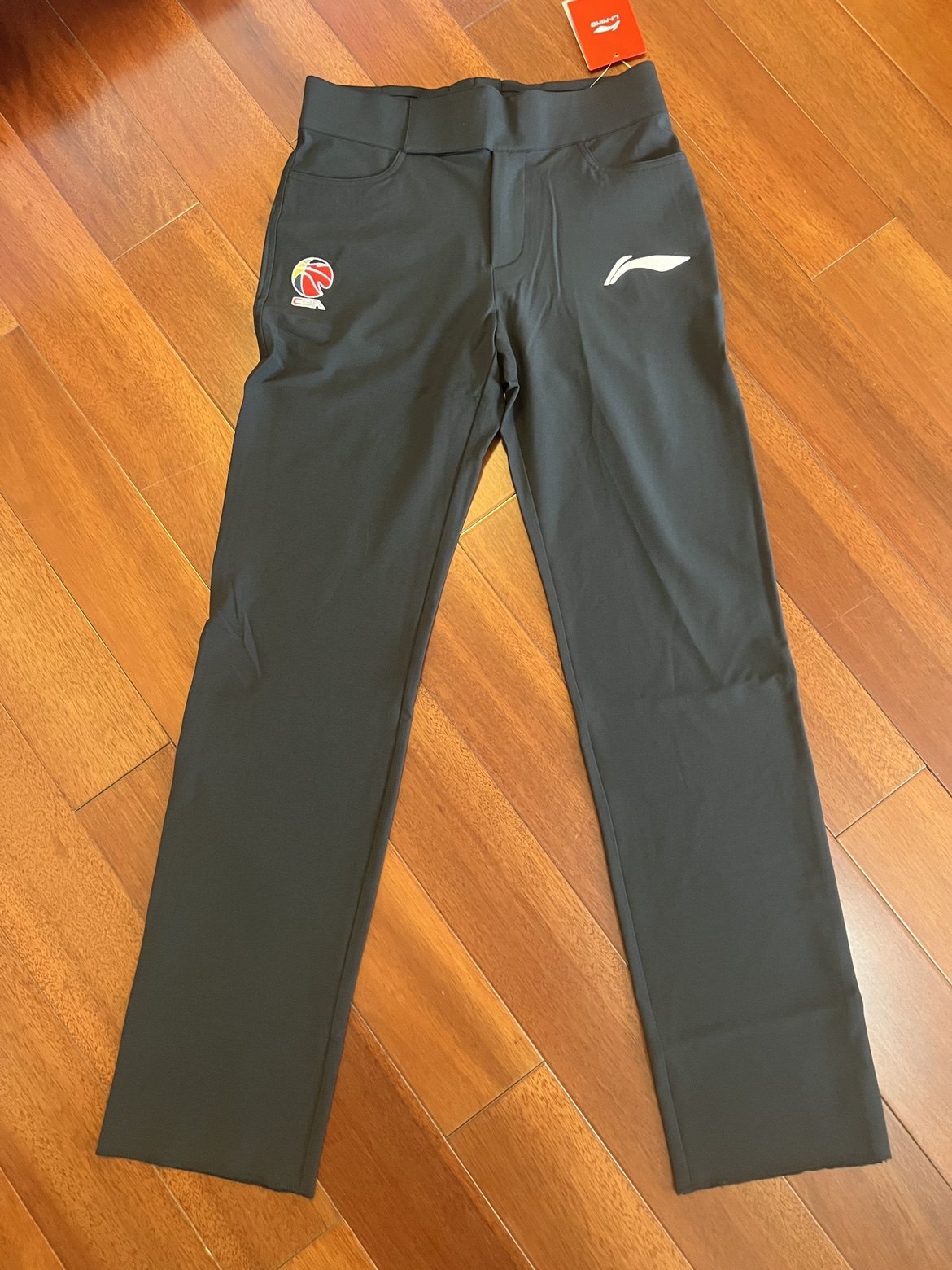 李宁赞助2025赛季CBA篮球裁判裤刺绣高腰免皮带大魔术贴裁判裤