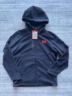 李宁赞助2025中国代表团国家队深幽兰蓝连帽防风防水软壳风衣国服