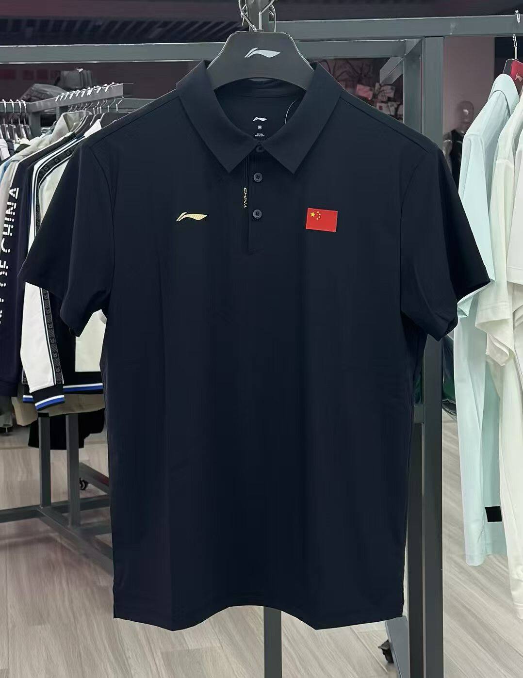 李宁赞助中国代表团国家队短袖T恤POLO衫短袖运动员POLO国服461