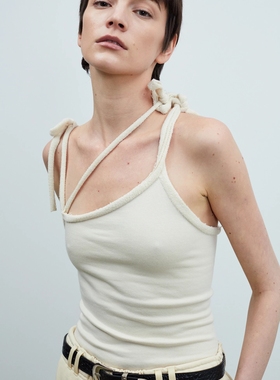 美国代购source unknown 23夏 绑带设计内搭不规则棉质背心易梦玲