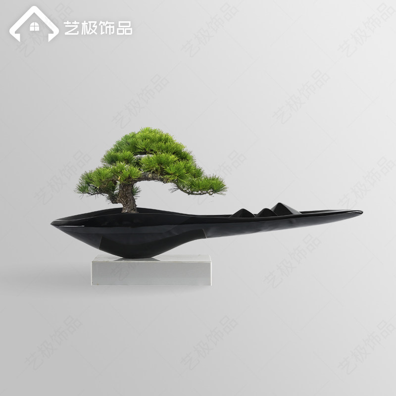 简约现代玻璃纤维雕塑摆件一叶扁舟酒店玄关样板房桌面装饰艺术品