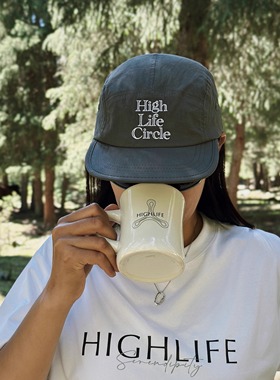 HIGHLIFE帽子女春夏男平檐帽五片帽透气帽户外骑行运动刺绣软顶