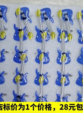 蓝色吉他闪光胸针 发光胸牌LED闪灯胸章小提琴酒吧晚会 发光胸针