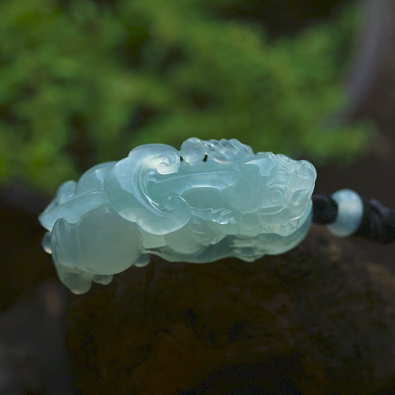 冰种翡翠a货如意貔貅挂件立体吊坠缅甸玉石男女天然珠宝证书0897