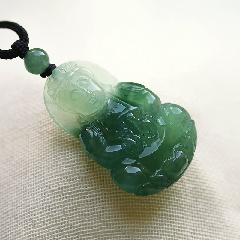 蓝绿翡翠a货观音挂件吊坠冰种墨绿俏色缅甸玉石男女款天然证书091