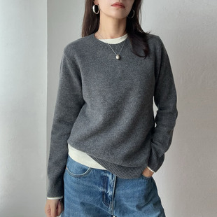 美丽诺羊毛针织衫 显瘦打底衫 女2025秋季 修身 毛衣 新款 LSD圆领长袖