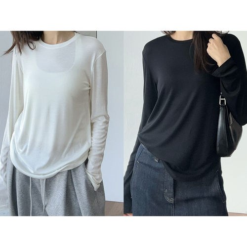 LSD极简慵懒圆领长袖防晒T恤女