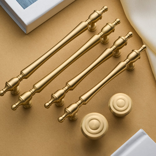 屿铜法式轻奢衣柜门橱柜黄铜拉手