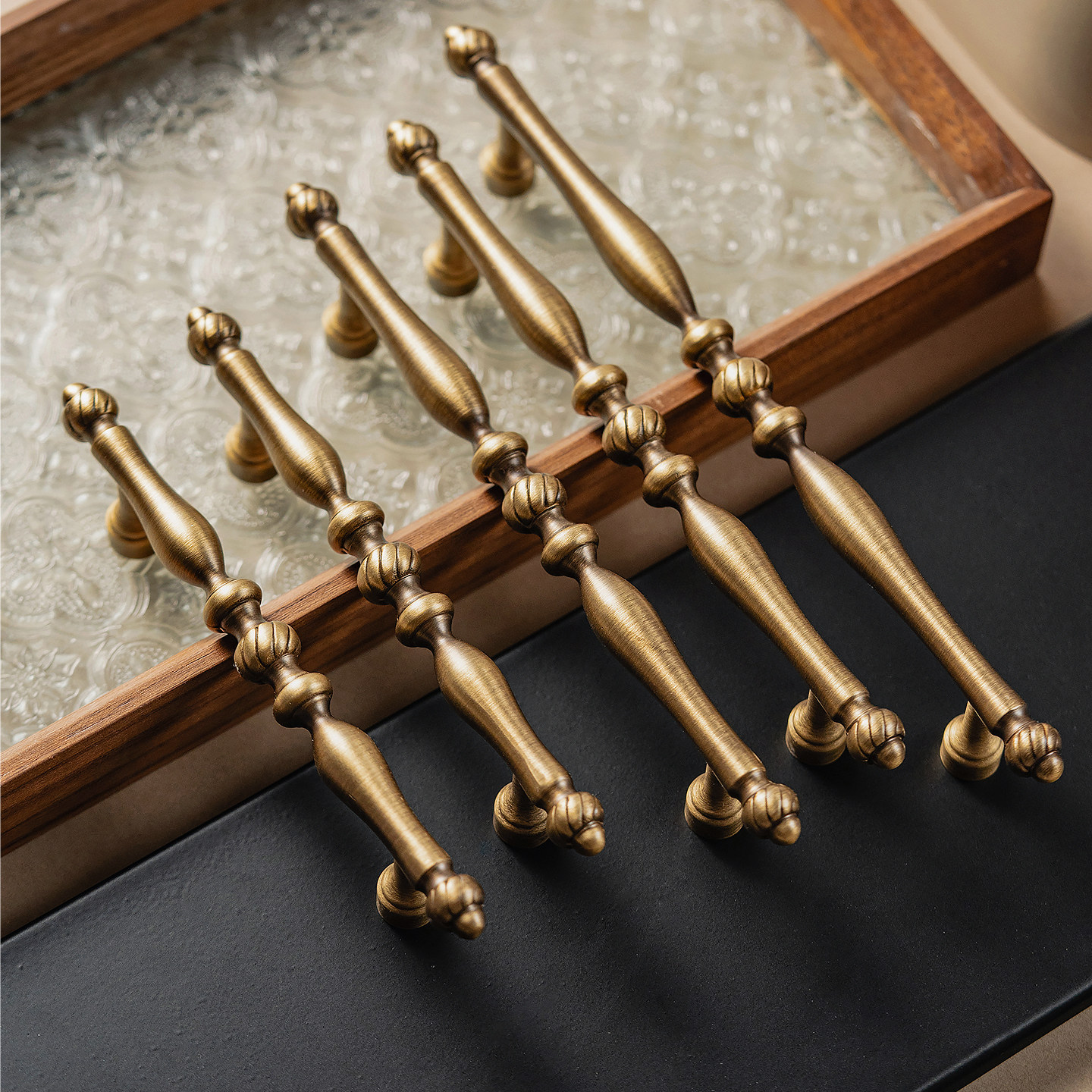 屿铜法式复古黄铜柜门拉手古铜色橱柜抽屉衣柜门纯铜家具柜子把手