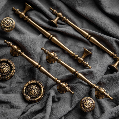 屿铜法式黄铜衣柜橱柜古铜色拉手