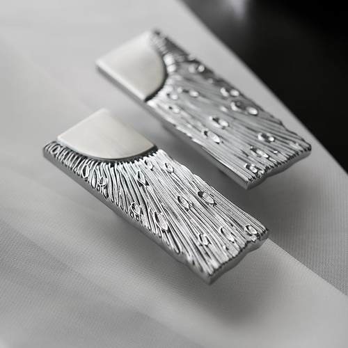 屿铜中古法式电镀银黄铜柜门拉手