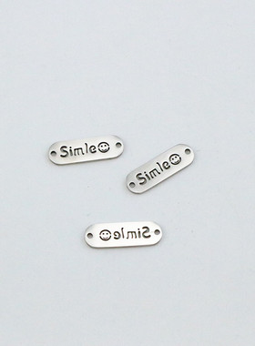 双孔不锈钢抛光SIMLE吊牌吊坠 长方形挂件 项链饰品DIY配件