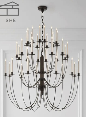 VC1:1Erika美式复古别墅餐厅客厅卧室楼梯转角挑空吊灯设计师款灯