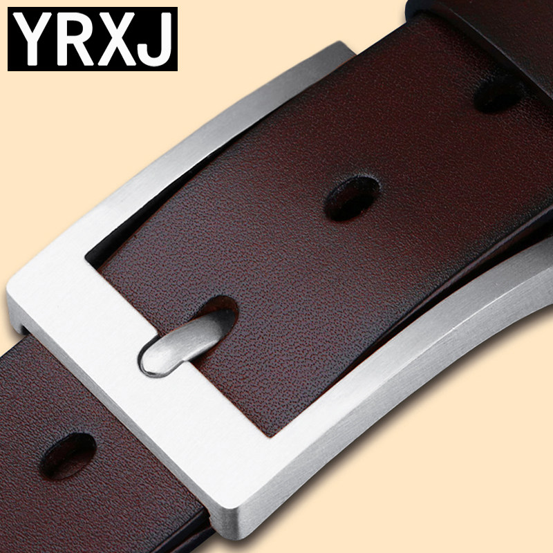 头层牛皮皮带男真皮针扣中青年休闲裤带男士潮不锈钢扣腰带男真皮