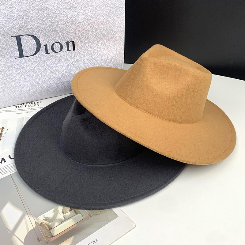 黑色毛呢百搭爵士帽复古潮流