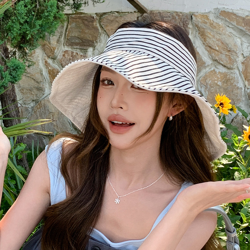 夏季女空顶大檐防晒可折叠遮阳帽