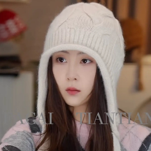 2025年新款韩版复古麻花绑带针织帽子女秋冬保暖加厚护耳帽雷锋帽
