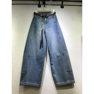 高腰显瘦阔腿裤 牛仔裤 61088 女2025年冬季 E野视角加厚复合绒弯刀裤