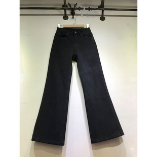 刺绣黑色弹力牛仔裤 九分裤 女2025冬季 E野视角加厚复合绒微喇叭裤