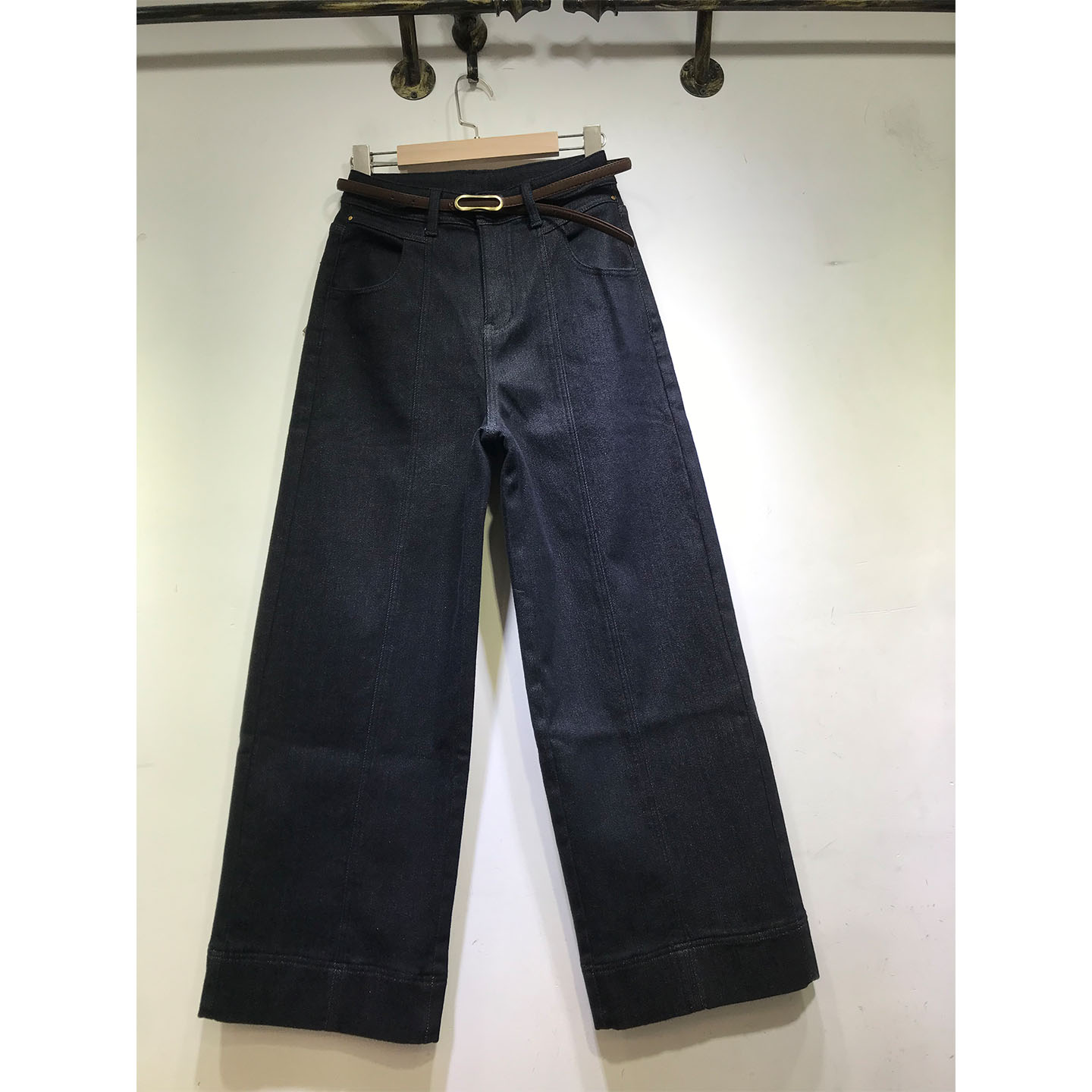 加绒九分牛仔裤弹力直筒裤阔腿裤