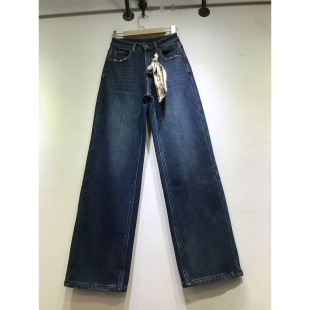 阔腿裤 E野视角加厚复合绒直筒裤 刺绣窄版 拖地牛仔裤 女2025年冬季