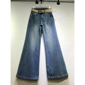 E野视角弹力微喇叭裤 8636 显瘦长裤 女2026春季 立体分割线牛仔裤