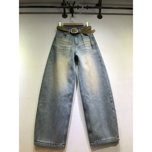 无弹力复古阔腿裤 拖地裤 女2025年冬季 E野视角加厚复合绒弯刀裤