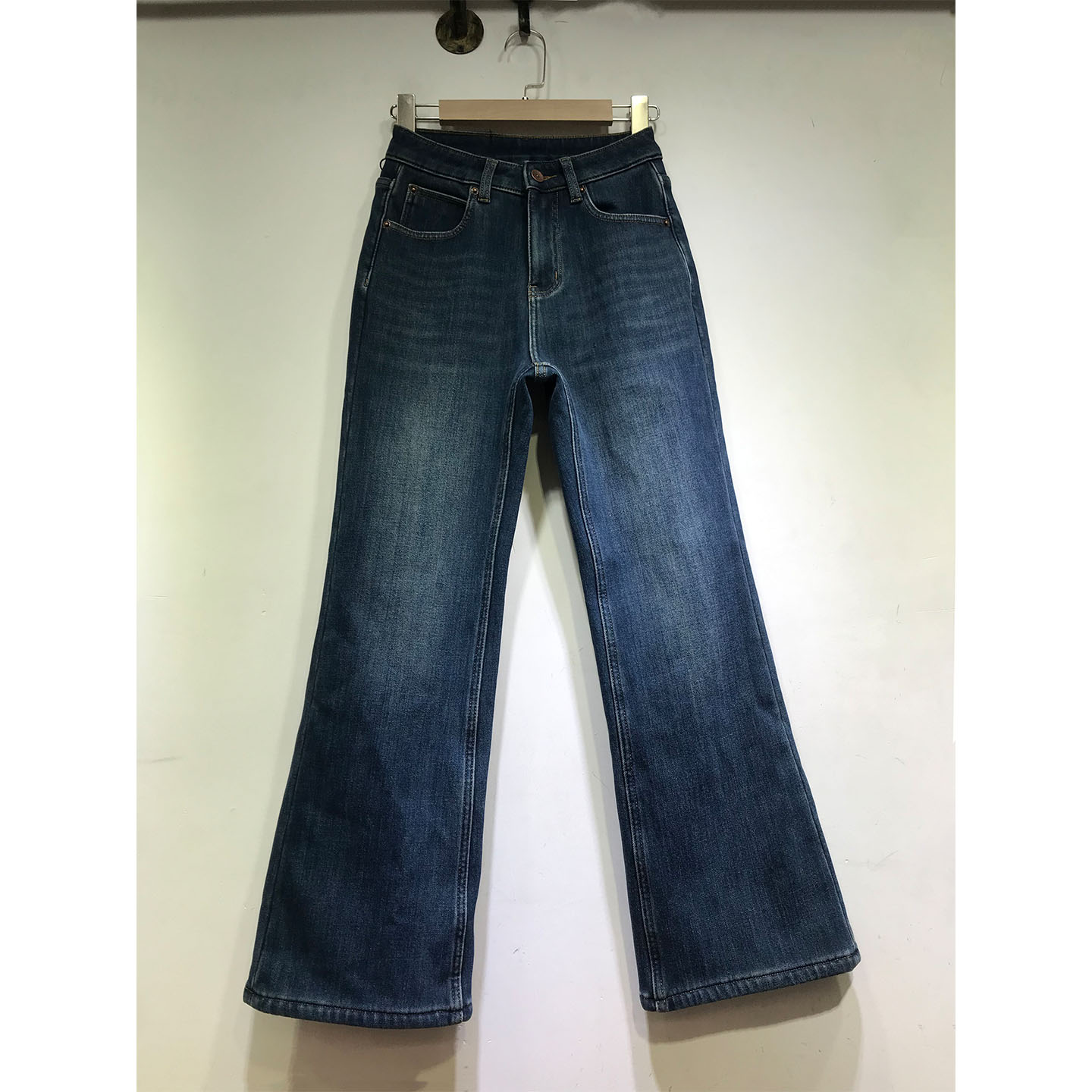 加绒加厚微喇叭裤女弹力九分牛仔