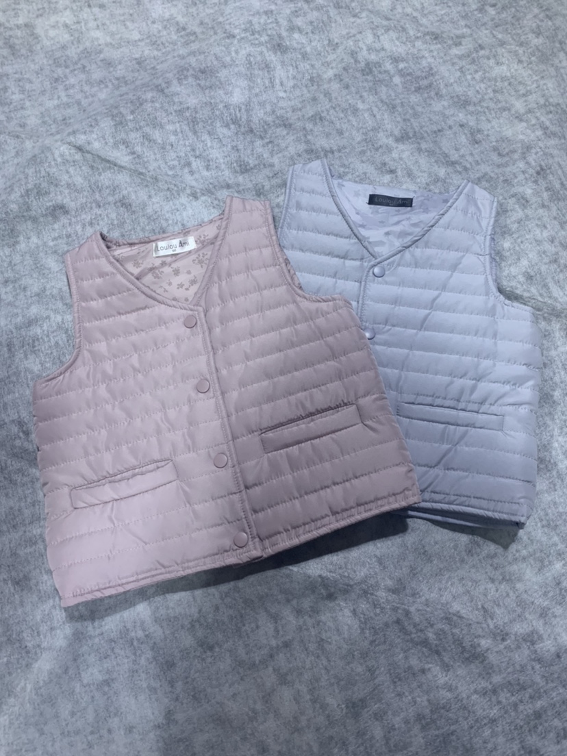 日本早春订单loulouami 男女童薄棉内搭外穿坎肩经典百搭丝绵暖和