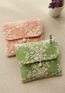 织物森林手工月事包卫生巾收纳包姨妈巾M巾便携收纳包糖果蕾丝系