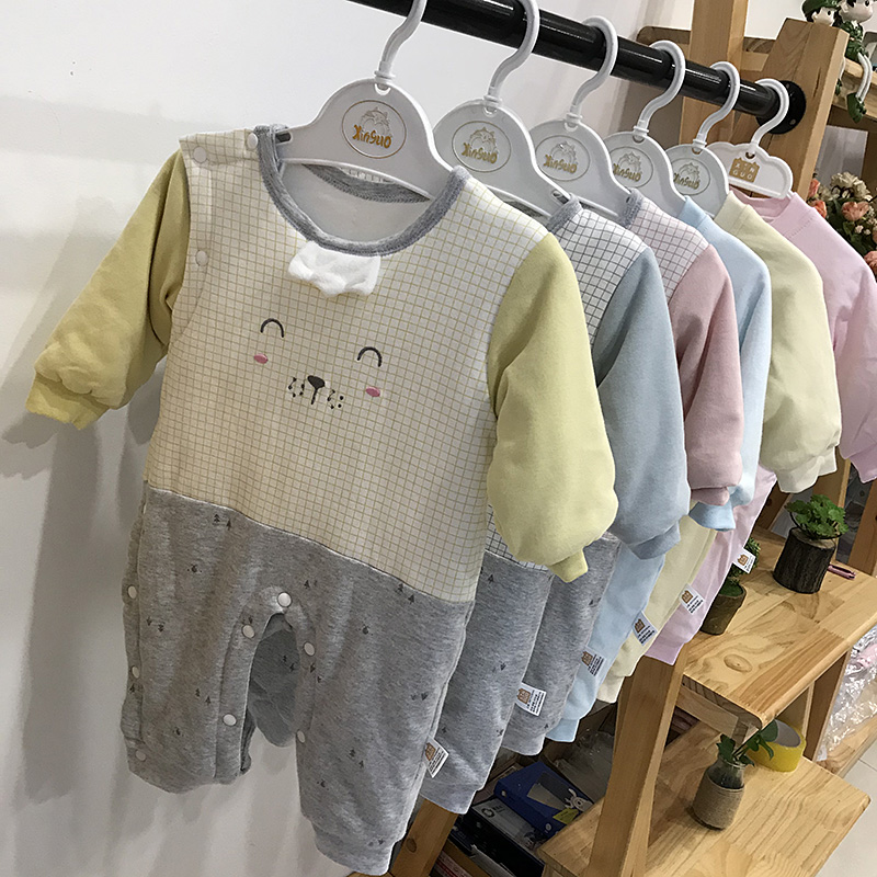 心果BB宝宝连体衣哈衣爬服加厚新生儿纯棉婴儿外出服冬季断码清仓
