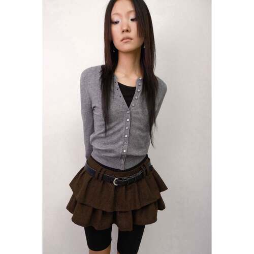 韩国小众品牌LOSESLEEPOVER【特效开衫2.0】羊毛纯色针织纽扣开衫