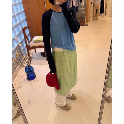 韩国小众品牌MUSED插肩拼色长袖T恤