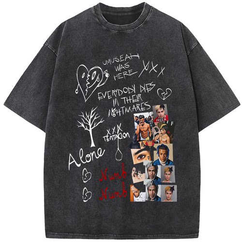 1396XXXTENTACION致敬短袖t恤夏季新款美式嘻哈暗黑风宽松半袖