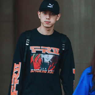 FR2 T恤 The Finger sleeve 157李现同款 Long 漫画中指动漫男长袖