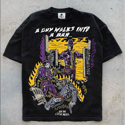 短袖Warren Lotas 联名NBA球队湖人勒布朗詹姆斯涂鸦高街篮球T恤