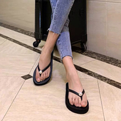 女夏时尚 2020新款 中高跟沙滩凉拖鞋 外穿平厚底人字拖夹脚防滑坡跟