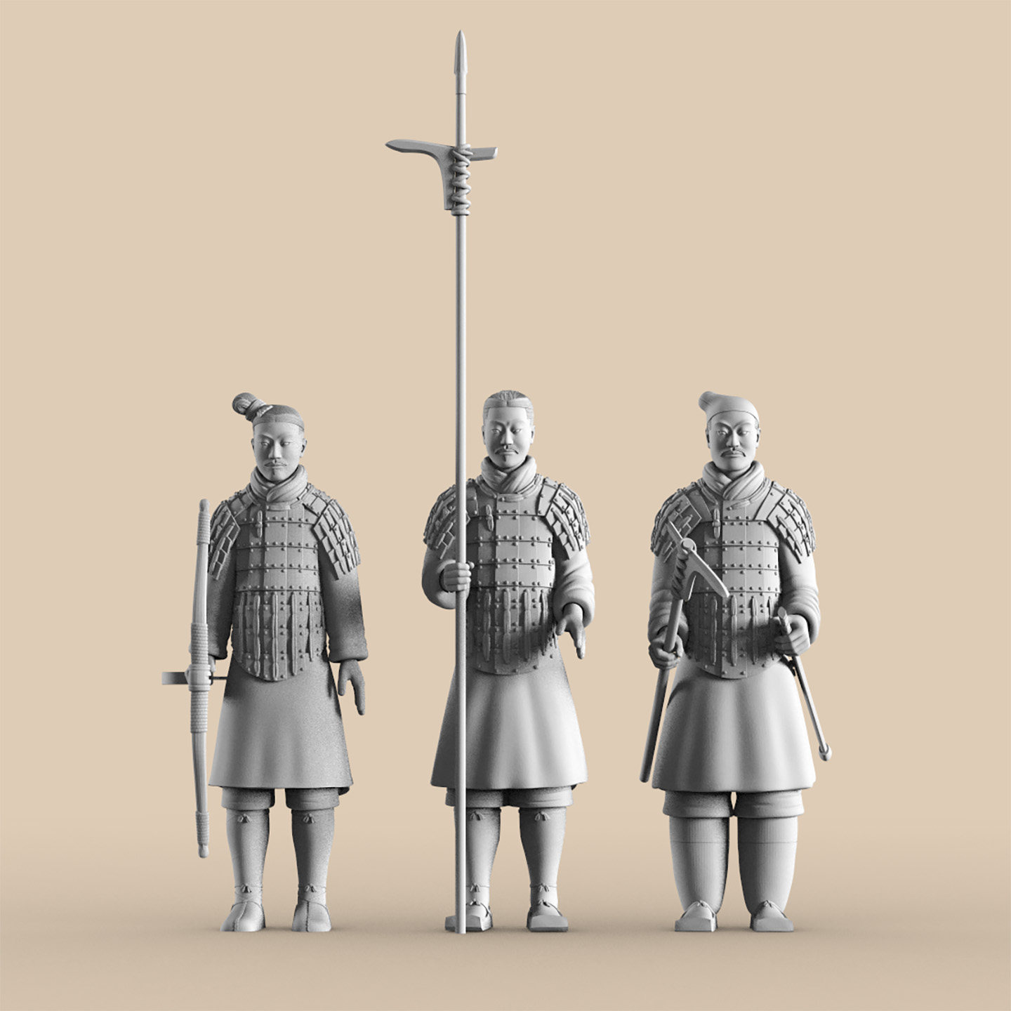 秦兵马俑1/35白模手办图片