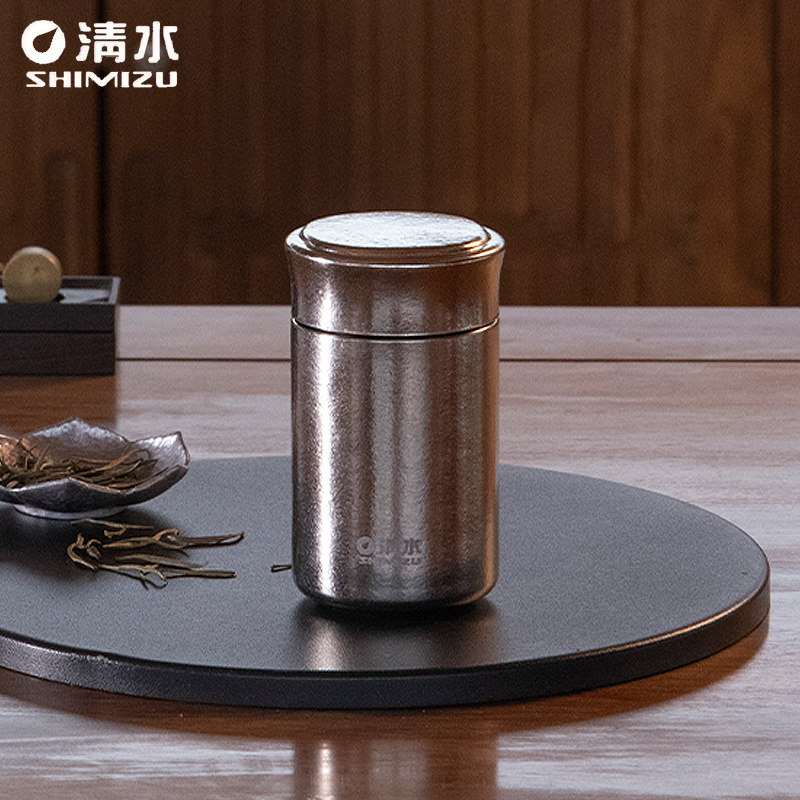 清水纯钛茶叶罐男女士高颜值户外露营便携直筒密封储茶罐SM-T6061