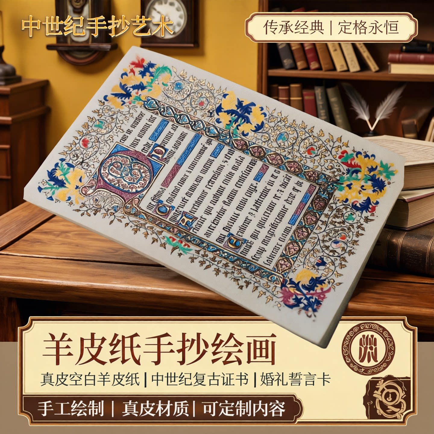 许愿羊皮纸羊皮纸中世纪手抄绘画