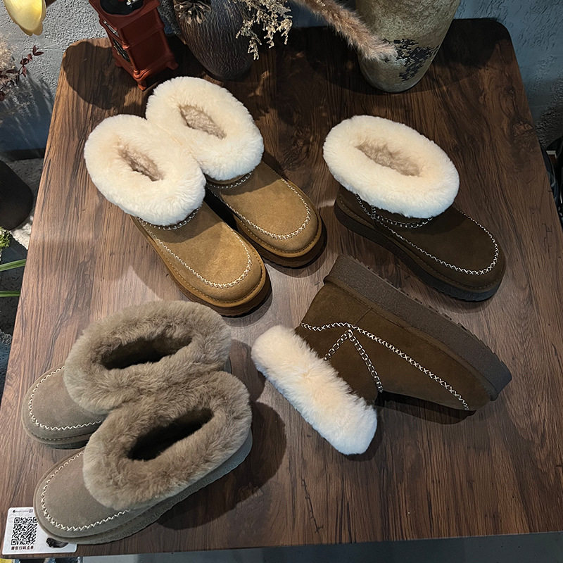 工厂尾货断码清仓真羊毛真皮雪地靴女2025新款加绒保暖棉靴复古短,女鞋,时尚雪地靴,淘宝优惠券,粉丝福利购,淘宝优惠卷