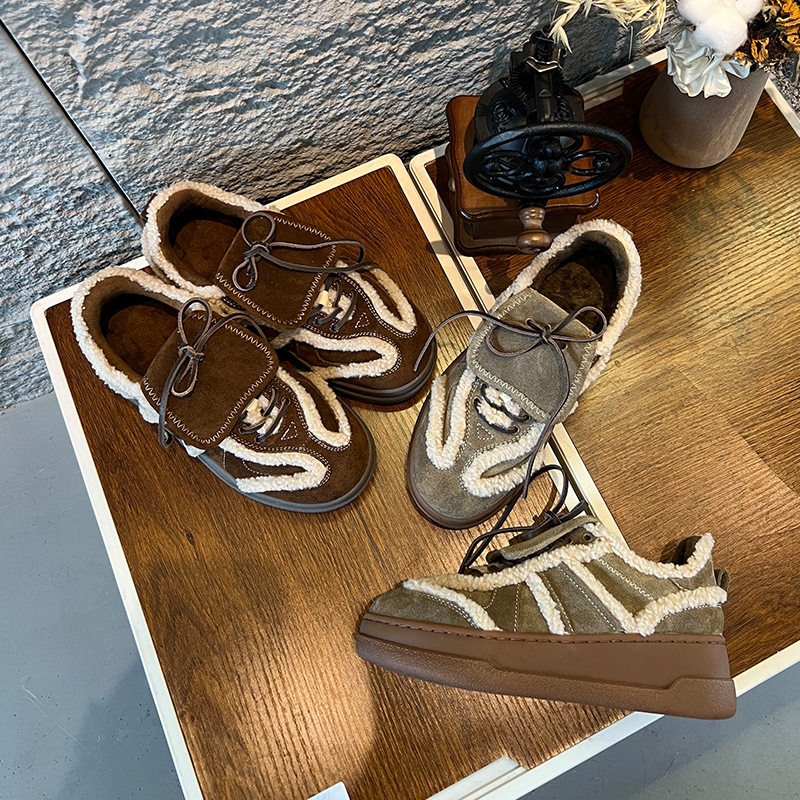 工厂尾货断码清仓真皮加绒德训鞋女2025新款平底保暖休闲小白鞋翻,女鞋,时尚休闲鞋,淘宝优惠券,粉丝福利购,淘宝优惠卷