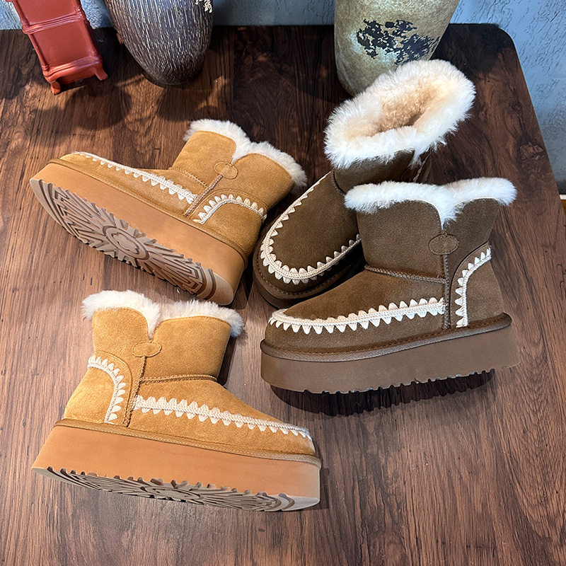 工厂尾货断码清仓真羊毛真皮雪地靴女2025新款厚底加绒保暖棉靴百,女鞋,时尚雪地靴,淘宝优惠券,粉丝福利购,淘宝优惠卷