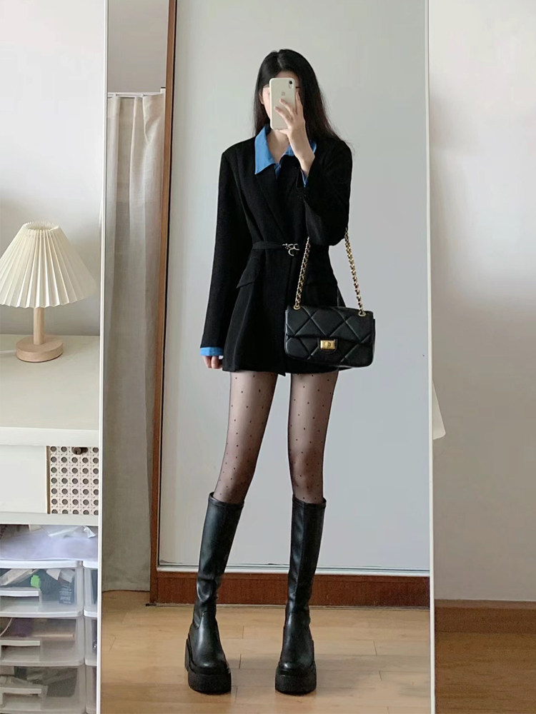 高级设计感黑色西装外套女春秋装oversize小个子宽松显瘦休闲西服